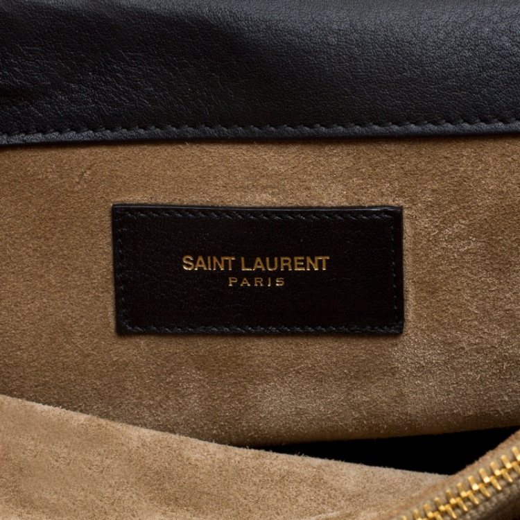 Pre Owned Saint Laurent Black/Brown Leather and Suede Small Muse Two Satchel