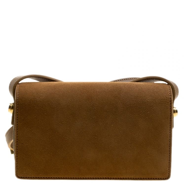 Pre Owned Saint Laurent Brown Leather and Suede Lulu Crossbody Bag
