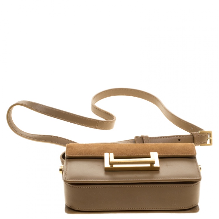 Pre Owned Saint Laurent Brown Leather and Suede Lulu Crossbody Bag