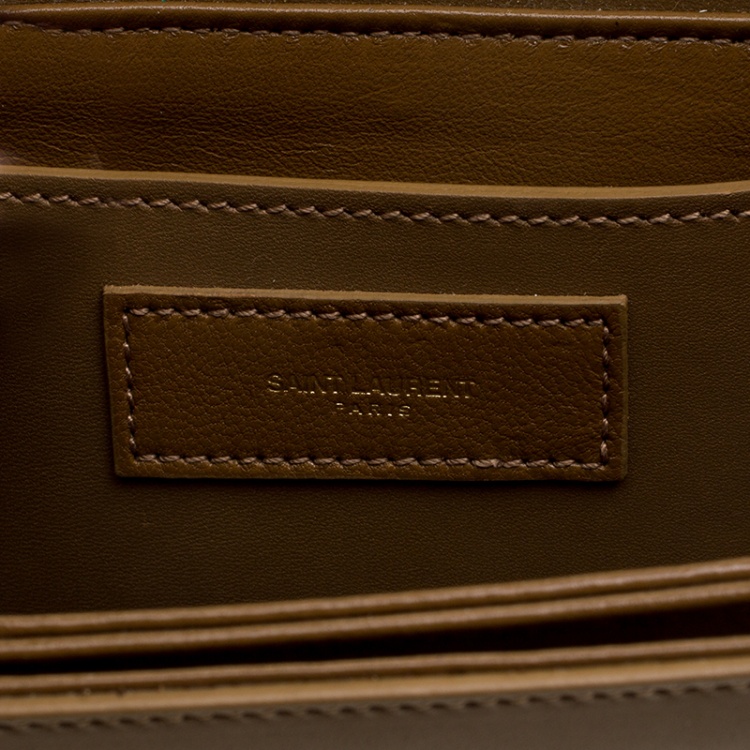 Pre Owned Saint Laurent Brown Leather and Suede Lulu Crossbody Bag