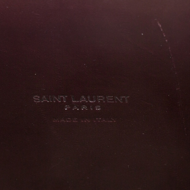 Pre Owned Saint Laurent Burgundy Croc Embossed Leather Baby Classic Sac De Jour Tote
