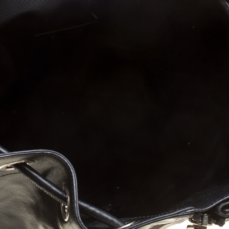 Pre Owned Saint Laurent Black Leather Rider Bucket Bag 