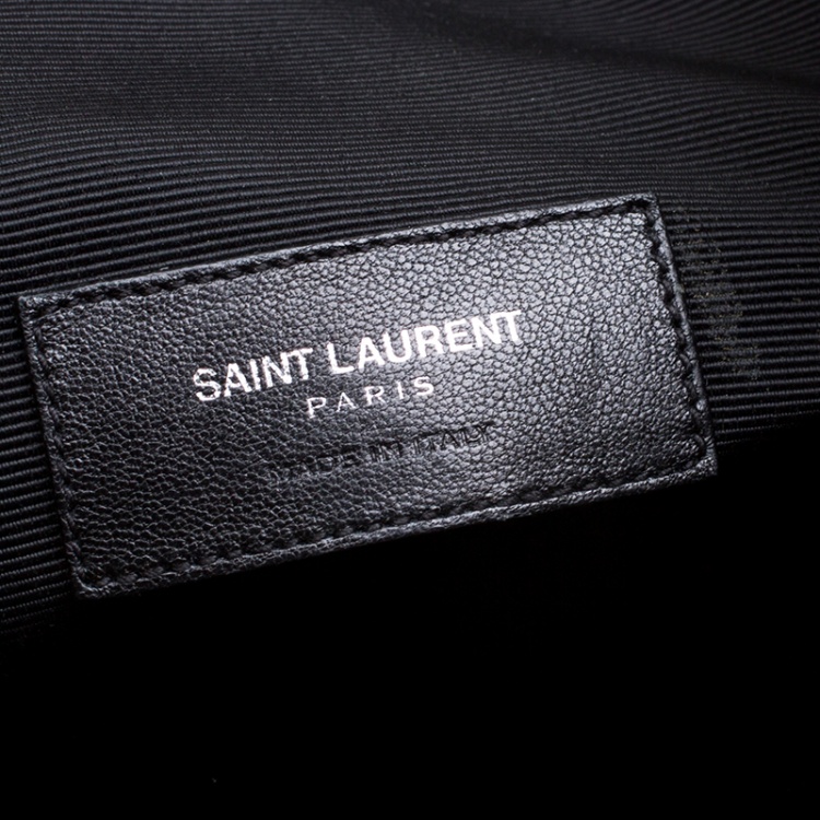 Pre Owned Saint Laurent Black Leather Rider Bucket Bag 