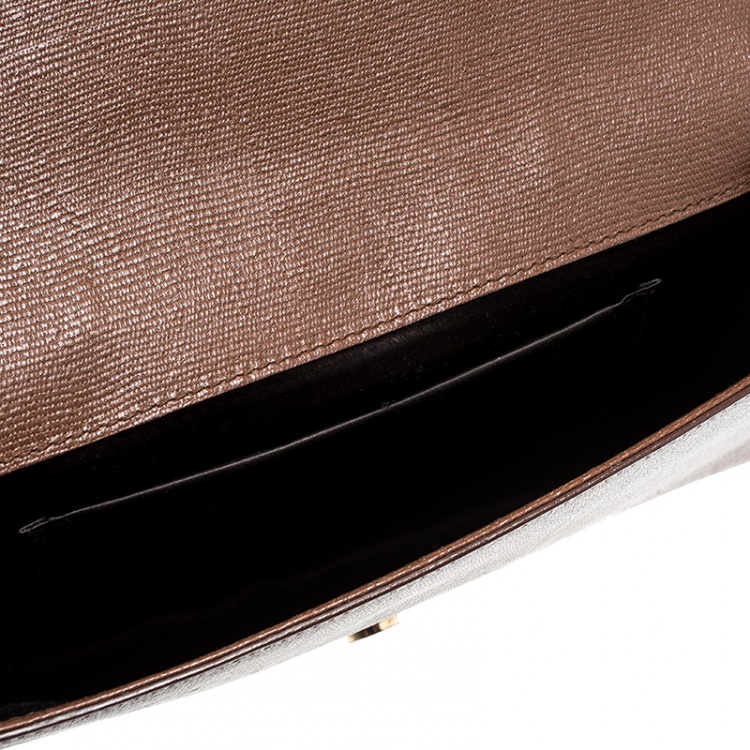Pre Owned Saint Laurent Brown Leather Large Chyc Clutch
