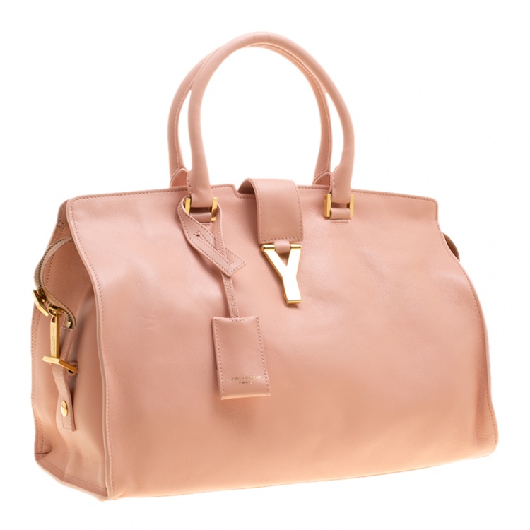 Pre Owned Saint Laurent Blush Pink Leather Medium Cabas Chyc Tote