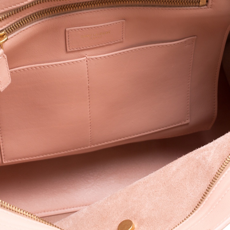 Pre Owned Saint Laurent Blush Pink Leather Medium Cabas Chyc Tote