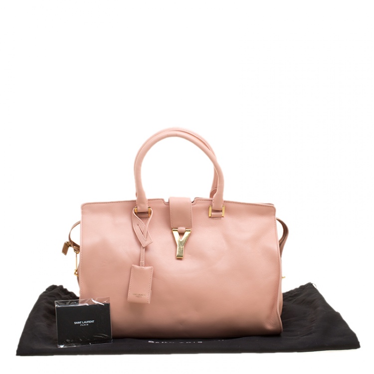 Pre Owned Saint Laurent Blush Pink Leather Medium Cabas Chyc Tote
