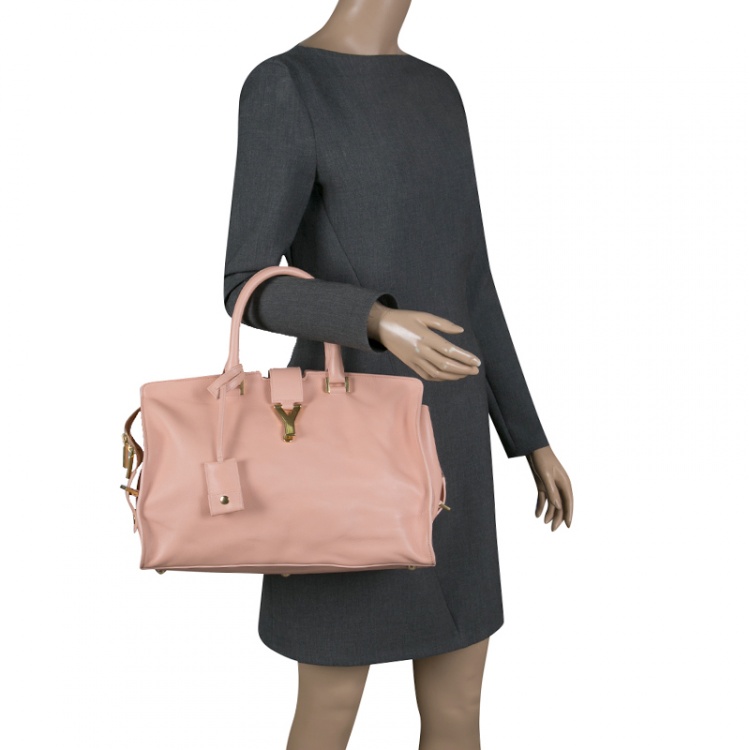 Pre Owned Saint Laurent Blush Pink Leather Medium Cabas Chyc Tote