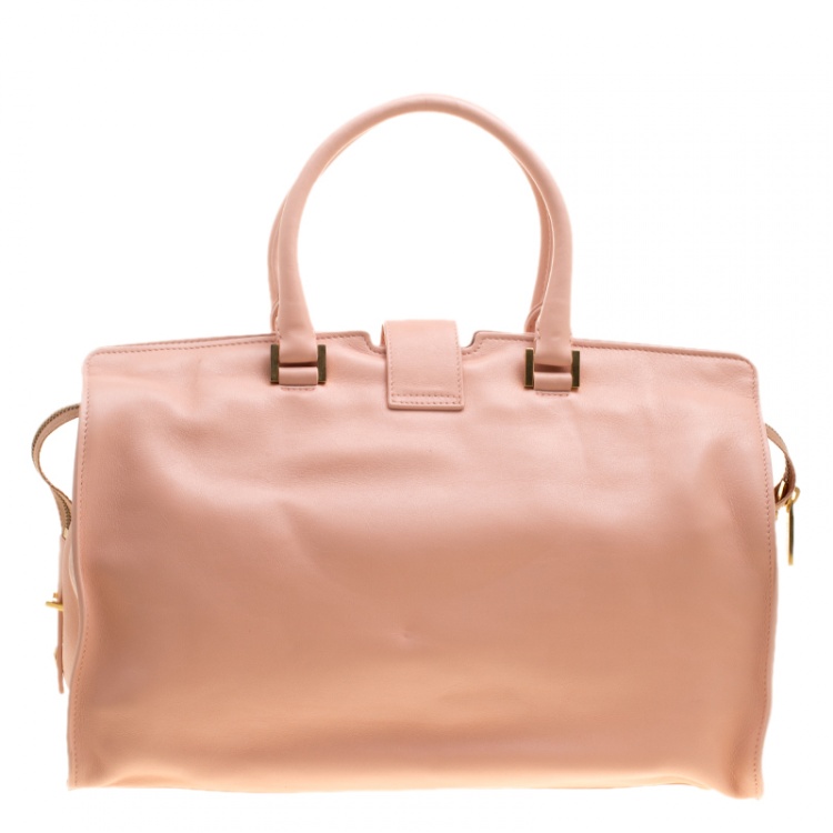 Pre Owned Saint Laurent Blush Pink Leather Medium Cabas Chyc Tote
