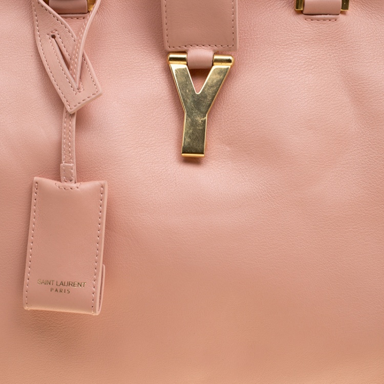 Pre Owned Saint Laurent Blush Pink Leather Medium Cabas Chyc Tote