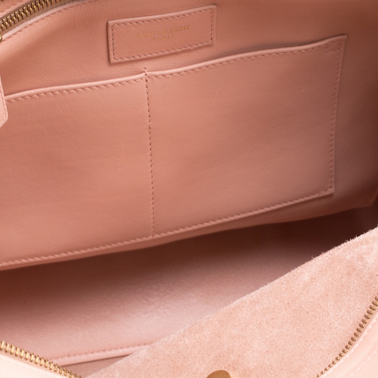 Pre Owned Saint Laurent Blush Pink Leather Medium Cabas Chyc Tote