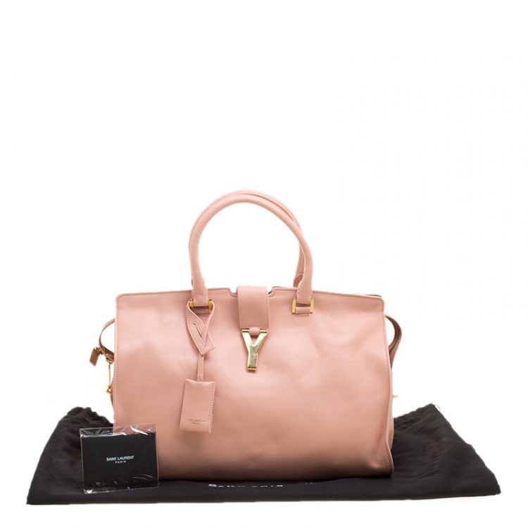 Pre Owned Saint Laurent Blush Pink Leather Medium Cabas Chyc Tote