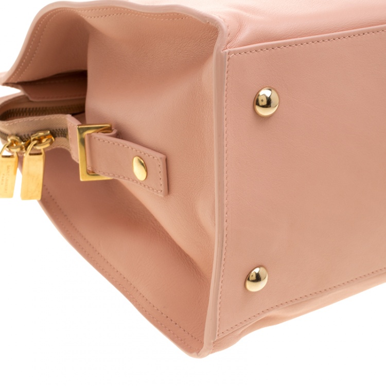 Pre Owned Saint Laurent Blush Pink Leather Medium Cabas Chyc Tote