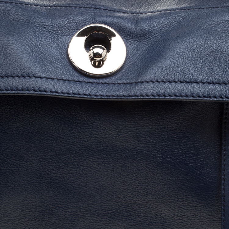Pre Owned Saint Laurent Paris Blue Leather Medium Muse Two Satchel