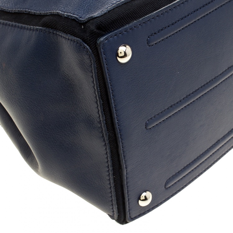Pre Owned Saint Laurent Paris Blue Leather Medium Muse Two Satchel