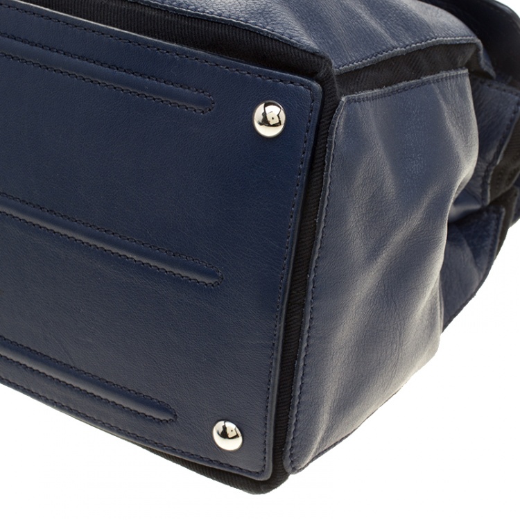 Pre Owned Saint Laurent Paris Blue Leather Medium Muse Two Satchel