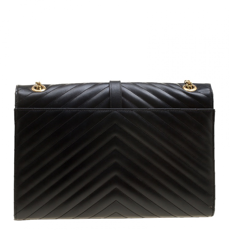 Pre Owned Saint Laurent Blue Matelasse Leather Large Cassandre Flap Bag