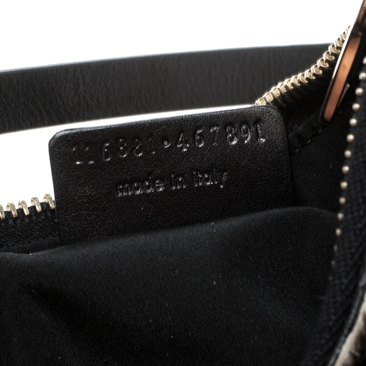 Pre Owned Saint Laurent Paris Black /Off White Zebra Print Pony Hair and Leather Hobo
