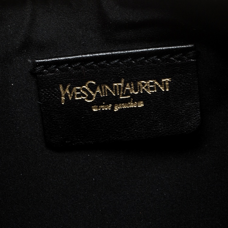 Pre Owned Saint Laurent Paris Black /Off White Zebra Print Pony Hair and Leather Hobo