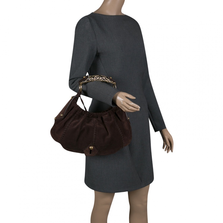 Pre Owned Saint Laurent Brown Suede Vincennes Mombasa Hobo