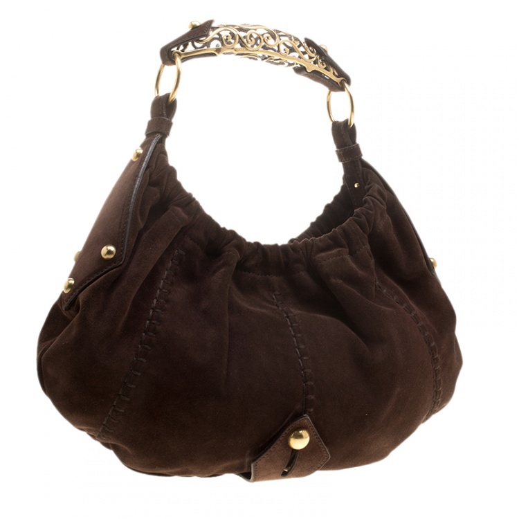 Pre Owned Saint Laurent Brown Suede Vincennes Mombasa Hobo