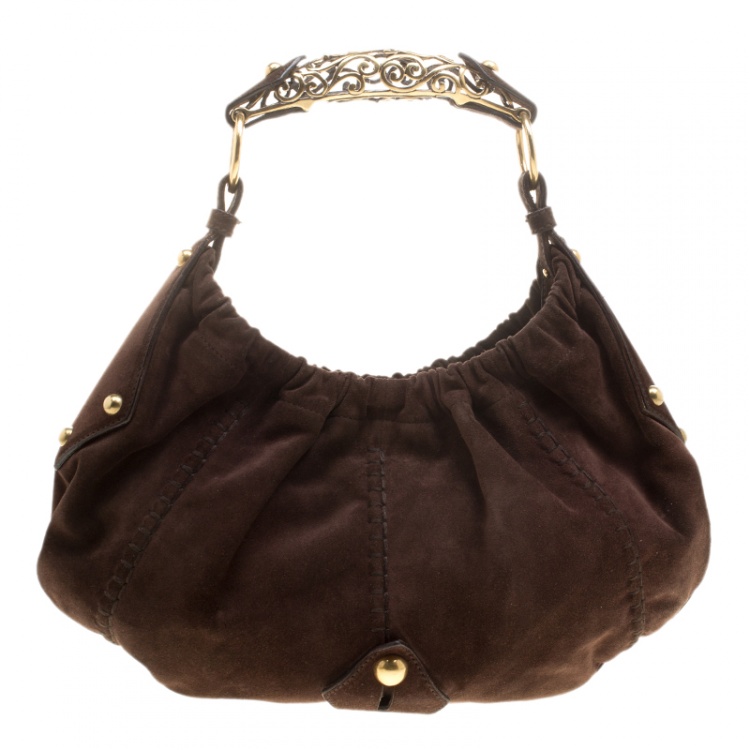 Pre Owned Saint Laurent Brown Suede Vincennes Mombasa Hobo