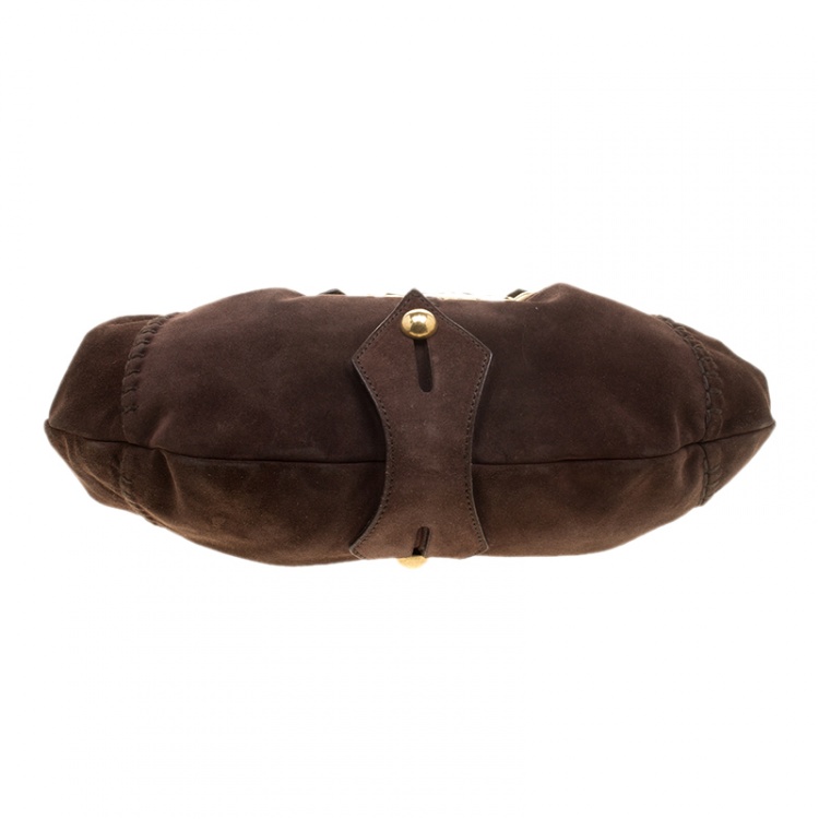 Pre Owned Saint Laurent Brown Suede Vincennes Mombasa Hobo