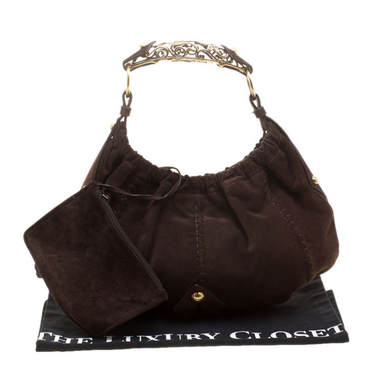 Pre Owned Saint Laurent Brown Suede Vincennes Mombasa Hobo