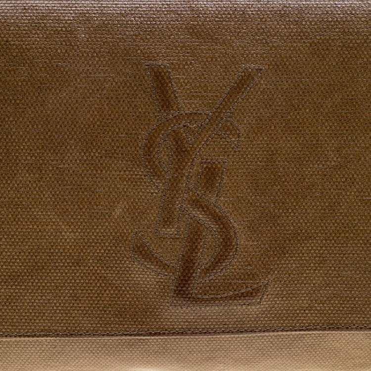 Pre Owned Saint Laurent Brown Coated Canvas Belle De Jour Flap Clutch