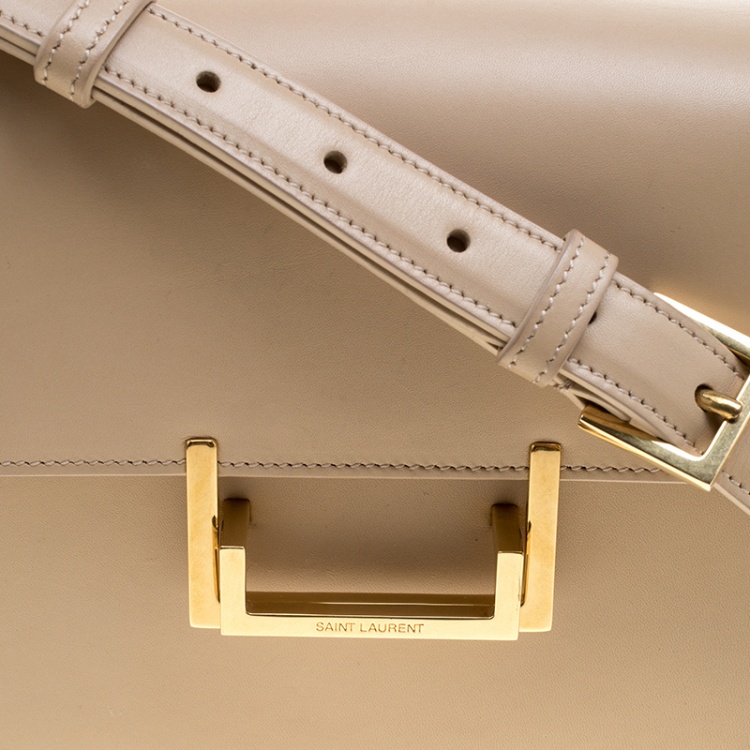 Pre Owned Saint Laurent Beige Leather Medium Lulu Shoulder Bag