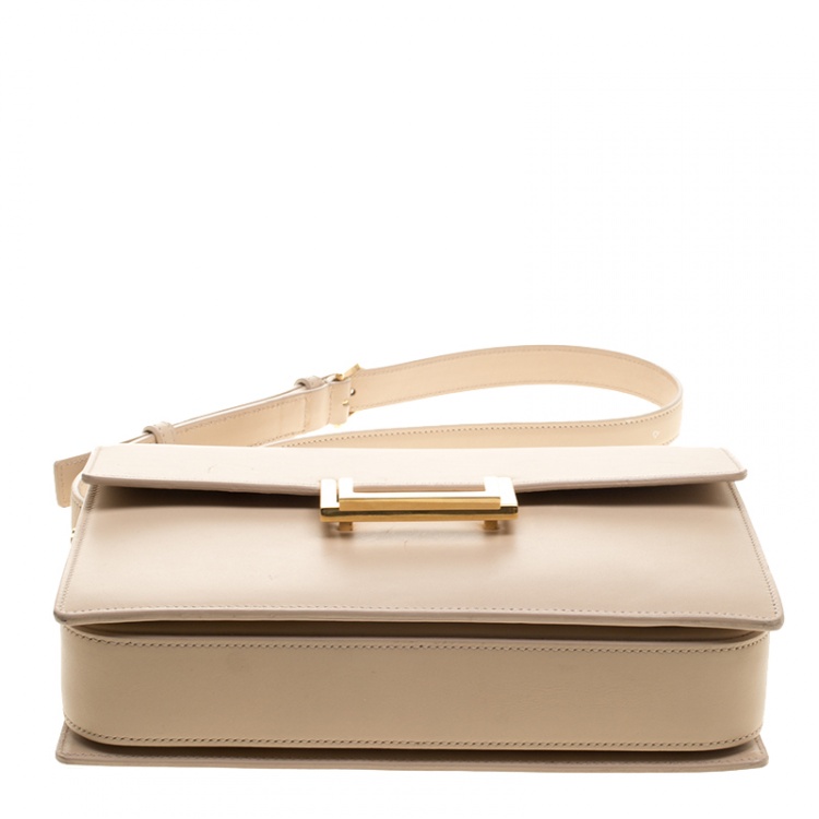 Pre Owned Saint Laurent Beige Leather Medium Lulu Shoulder Bag