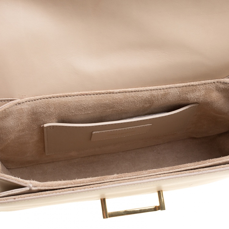 Pre Owned Saint Laurent Beige Leather Medium Lulu Shoulder Bag