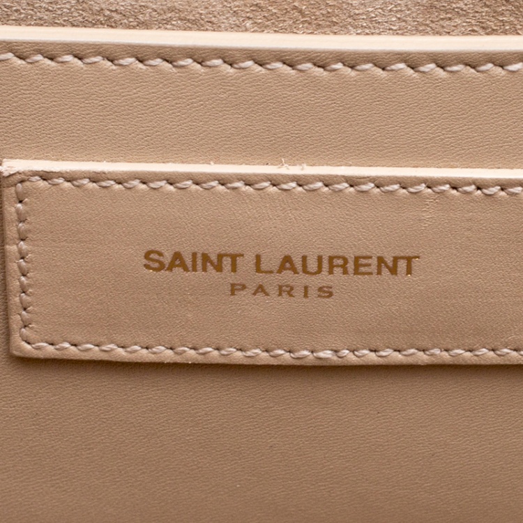 Pre Owned Saint Laurent Beige Leather Medium Lulu Shoulder Bag