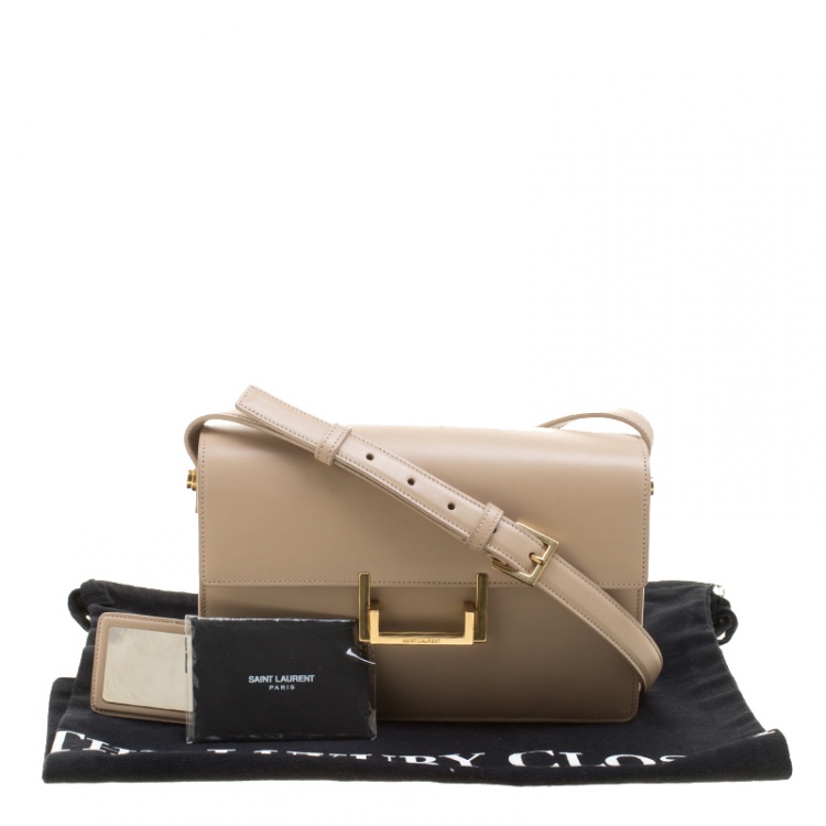 Pre Owned Saint Laurent Beige Leather Medium Lulu Shoulder Bag