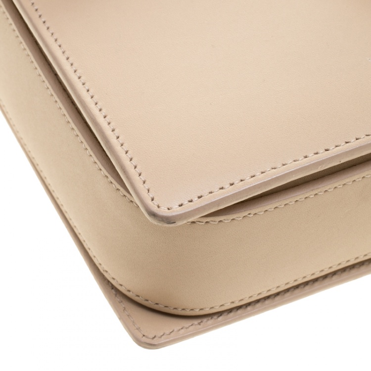 Pre Owned Saint Laurent Beige Leather Medium Lulu Shoulder Bag