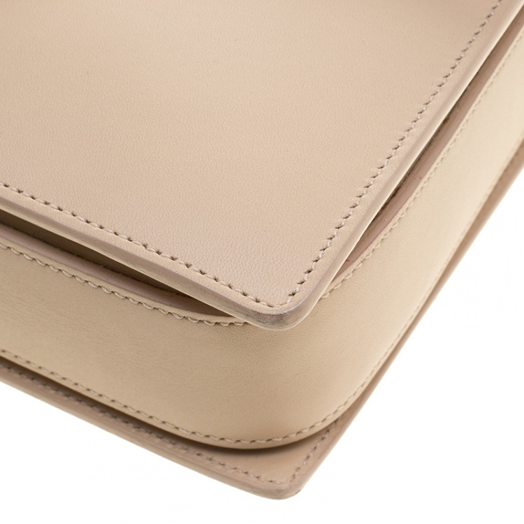 Pre Owned Saint Laurent Beige Leather Medium Lulu Shoulder Bag