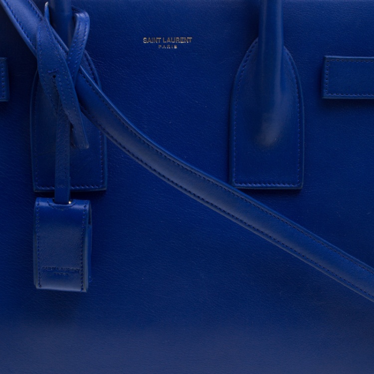 Pre Owned Saint Laurent Blue Leather Small Classic Sac De Jour Tote