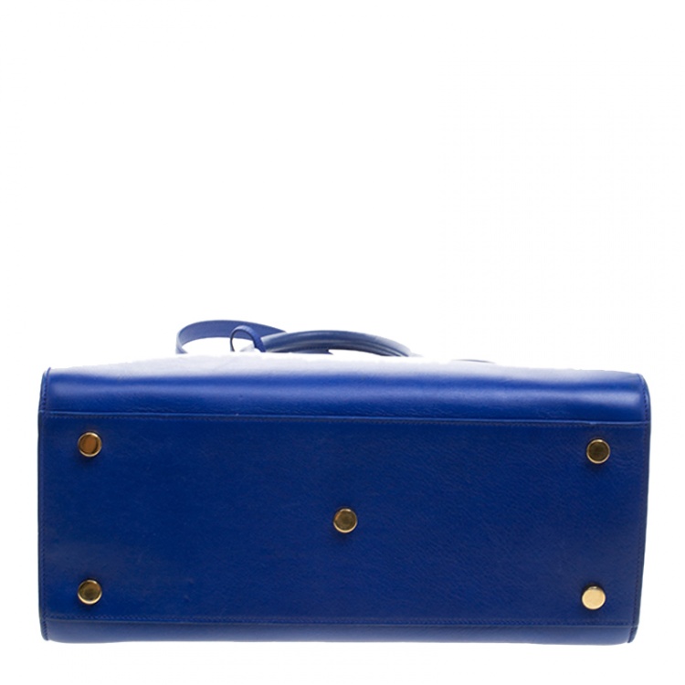 Pre Owned Saint Laurent Blue Leather Small Classic Sac De Jour Tote