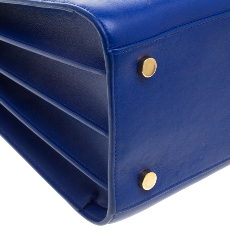 Pre Owned Saint Laurent Blue Leather Small Classic Sac De Jour Tote