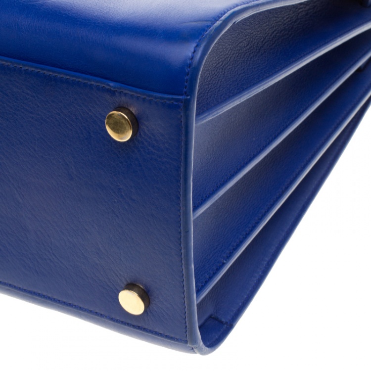 Pre Owned Saint Laurent Blue Leather Small Classic Sac De Jour Tote