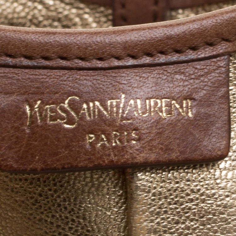 Pre Owned Saint Laurent Gold Leather Mini Hobo