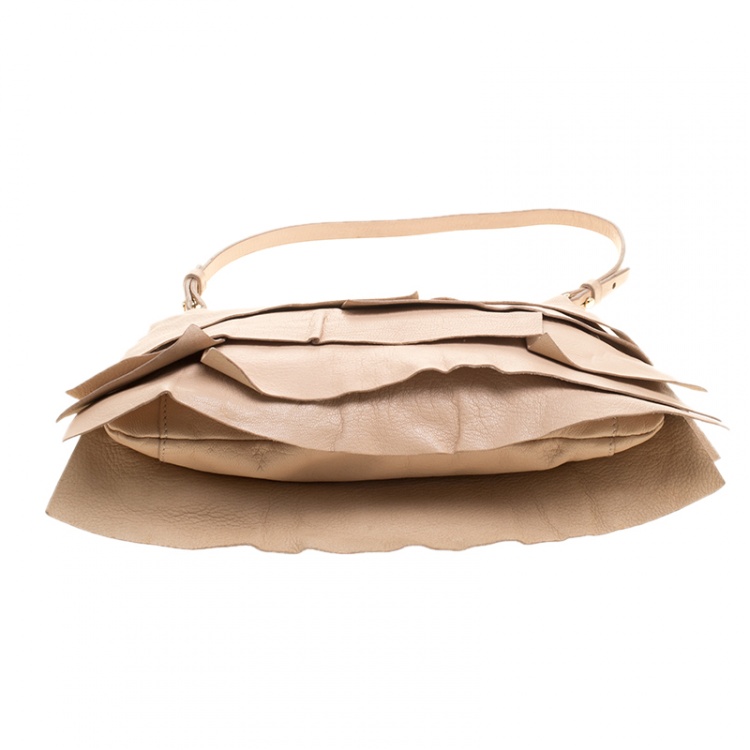 Pre Owned Saint Laurent Beige Leather St.Tropez Shoulder Bag