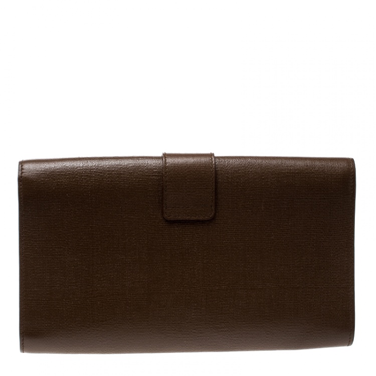 Pre Owned Saint Laurent Brown Leather Chyc Clutch