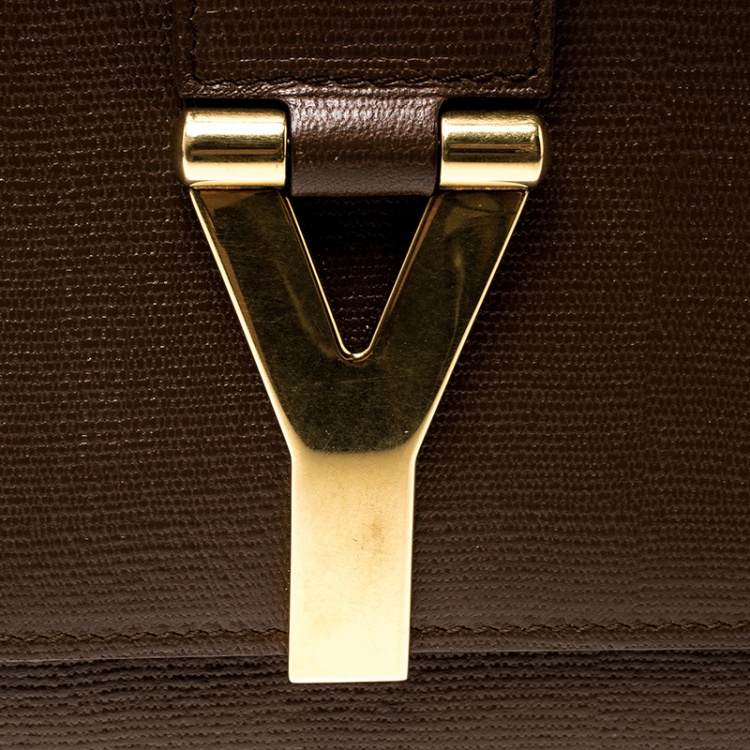 Pre Owned Saint Laurent Brown Leather Chyc Clutch