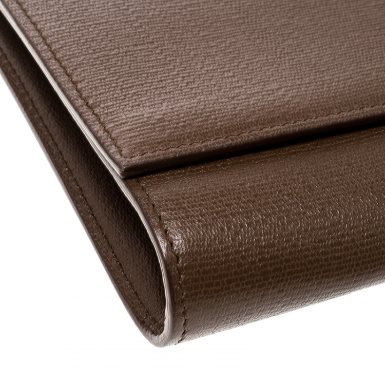 Pre Owned Saint Laurent Brown Leather Chyc Clutch