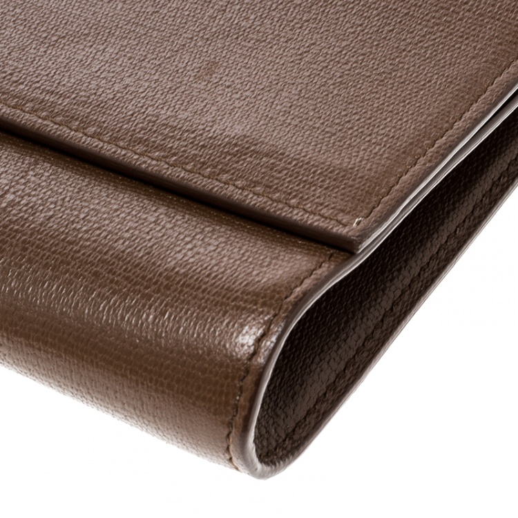 Pre Owned Saint Laurent Brown Leather Chyc Clutch