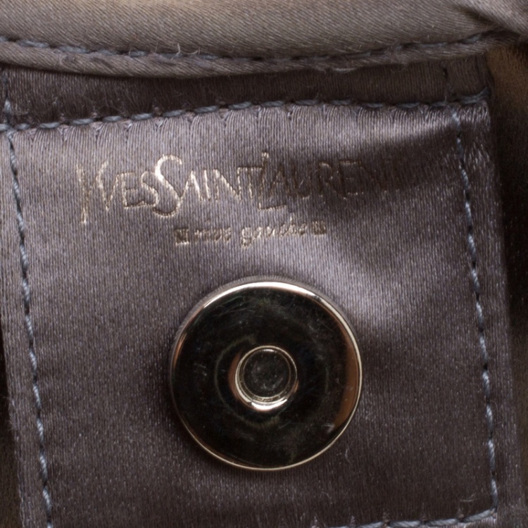 Pre Owned Saint Laurent Grey Sequins and Satin Mombasa Shoulder Bag
