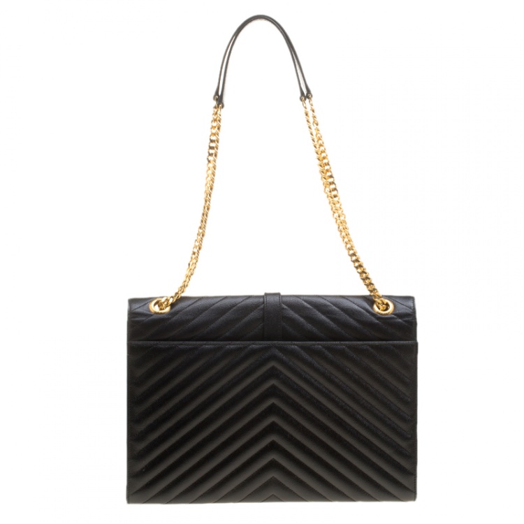 Pre Owned Saint Laurent Paris Black Matelasse Leather Large Cassandre Flap Bag