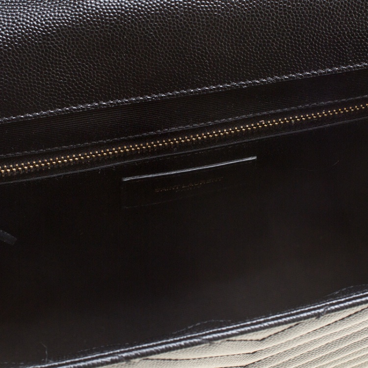 Pre Owned Saint Laurent Paris Black Matelasse Leather Large Cassandre Flap Bag
