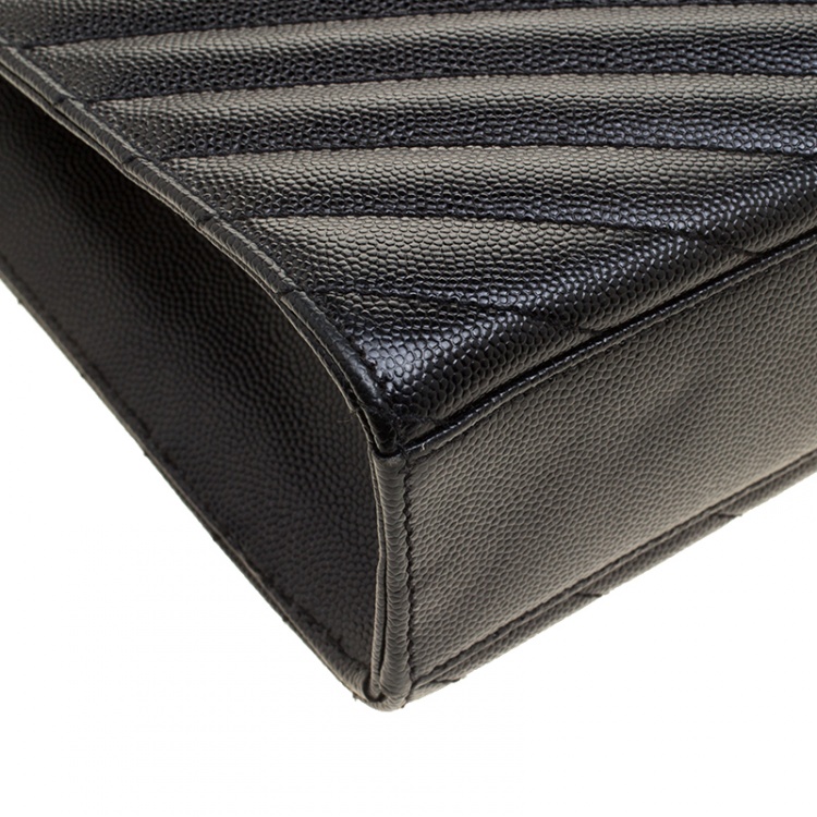 Pre Owned Saint Laurent Paris Black Matelasse Leather Large Cassandre Flap Bag